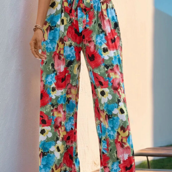 Multicolor Pocketed Wide-Leg Pants
