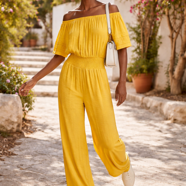 Off-Shoulder Satin Jumpsuit